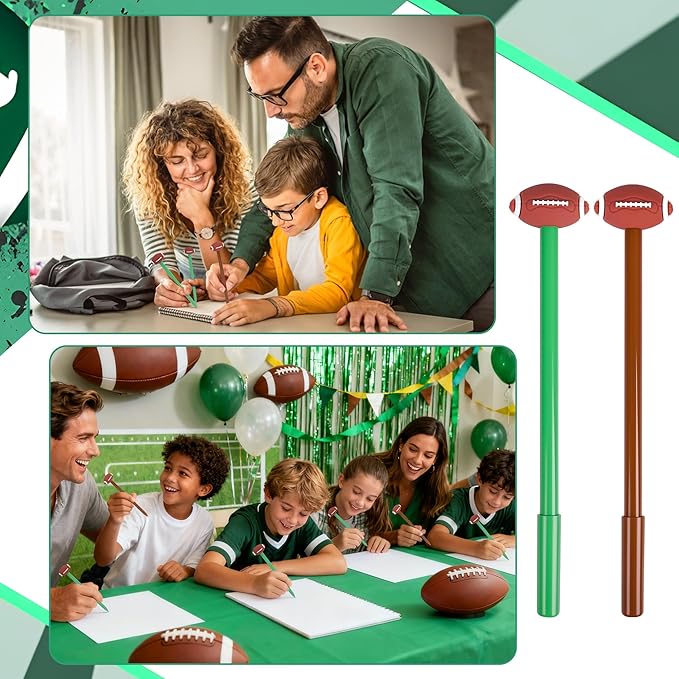 LiYiQ 25 Pcs Football Party Favor Cartoon Cute Fun Pens for Kids Kawaii Football Shape Gel Black Ink Pen Cute Football Pens for School Office Home Student Kids Present