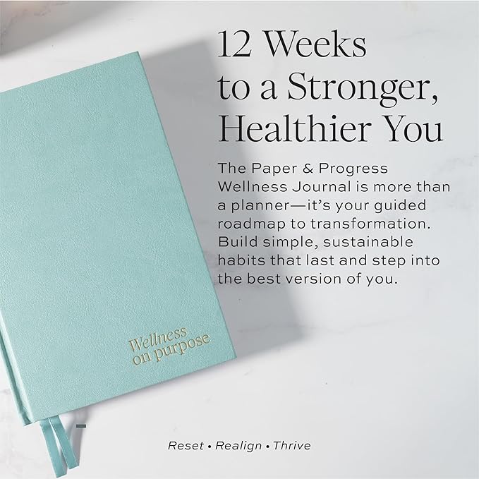 Paper & Progress Wellness Journal – 12-Week Fitness & Self Care Journal for Women | Daily Habit Tracker, Meal Planner, Workout Log, Weekly Reflections & Mindset Coaching Prompts