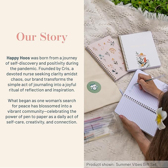 Happy Hoos® Aesthetic Spiral Notebook - 6.25" x 8.25" College Ruled Journal Notebook - Hard Cover Writing Journal for Work, School, Travel, More - Floral Notebook 8 Seasonal Designs(Summer Garden)