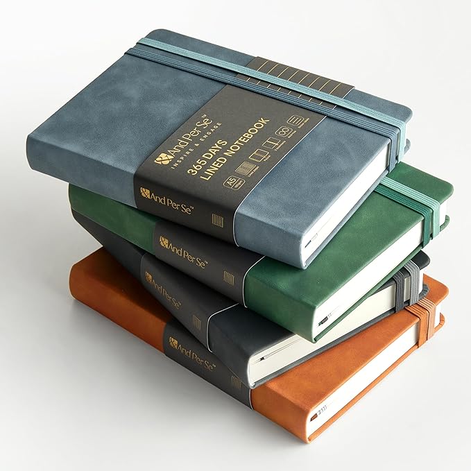 &And Per Se Lined Journal Notebook, 365 Pages, A5 Faux Leather Hardcover,100GSM Thick Paper, Journal for Women Men, Journaling Notebooks -5.7x8 (Blue)