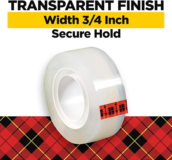 Scotch Transparent Tape, Clear Tape Engineered for Office and Home Use, 1 Inch Core, 3/4 in x 1000 in, 6 Boxes