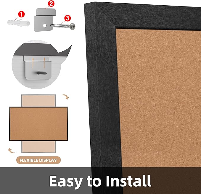 Board2by Extra Large Cork Bulletin Board 72" X 48", Black Wood Framed 6'x4' Corkboard for Wall, Wall Mounted Notice Pin Board with 18 Push Pins for School, Home & Office