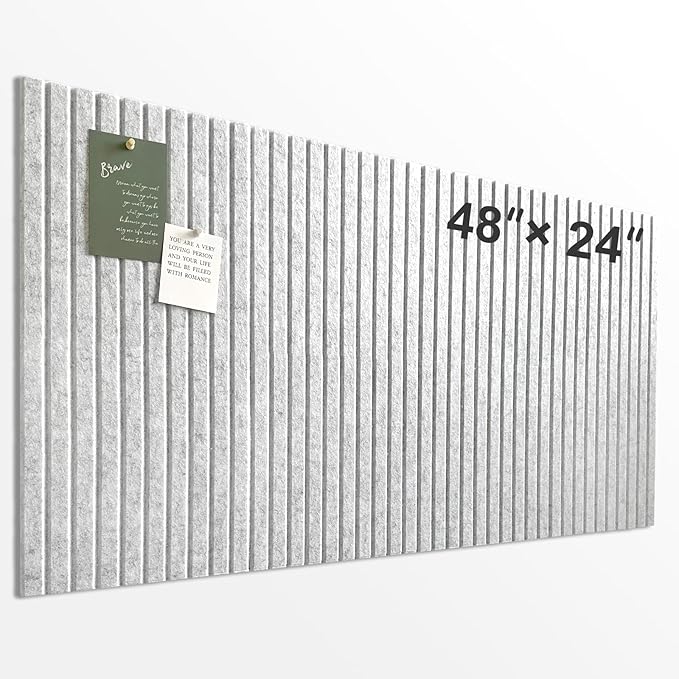 Large Cork Board for Office, 8 Pack Felt Wall Tiles with Slat Wall Paneling and Safe Removable Adhesive Tabs, Felt Bulletin Board Pin Board Cork Boards for Walls - Gray Marble