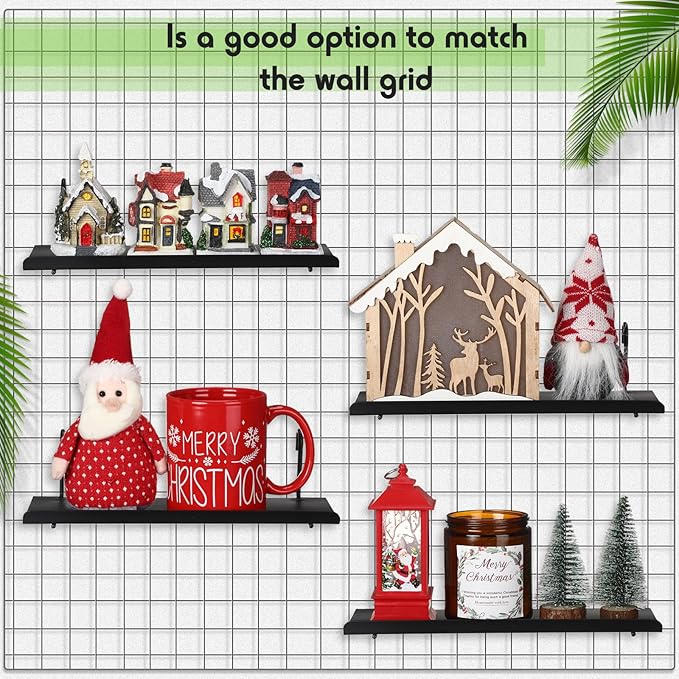 Pinkunn 4 Pcs Gridwall Shelf Metal Hanging Shelf Wall Grid Accessories for Panel Wall Accessories Metal Display Hanging Hooks for Home Show Retail Store Craft(9.8 x 3.4 Inch)