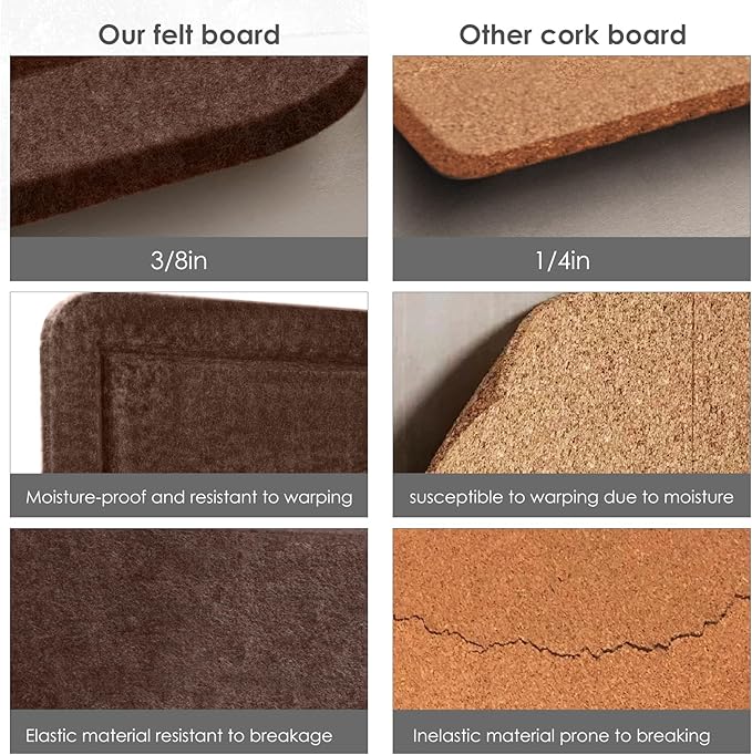Large Bulletin Board - 48 x 36 Inches, Decorative Felt Pin Board for Wall - 4' x 3' Foldable Photo Display Board with Self-Adhesive Tape, Includes 20 Push Pins - Saddle Brown