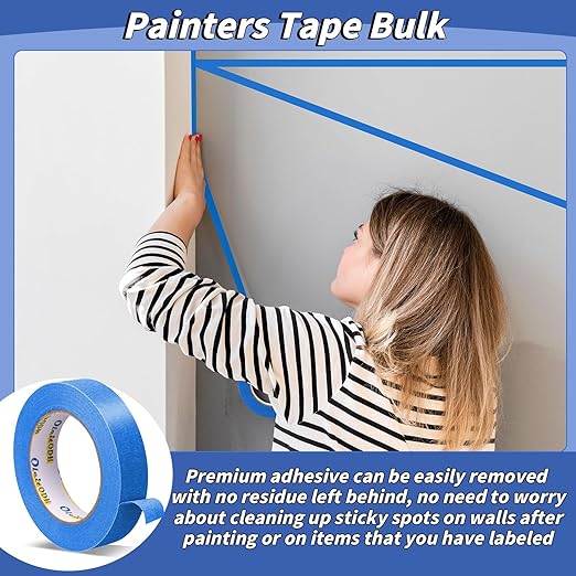 42 Rolls Blue Painters Tape Bulk 1 inch x 55 Yards, Total 2310 Yd, Painters Masking Tape No Residue Wall Painting Tape Artist Tape Trim Edge Finishing Tape for Wall Painting Decoration DIY Supplies
