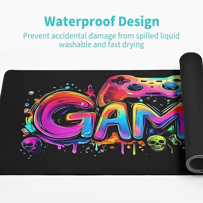 Gamer Mouse Pad Abstract Black Mouse Pad 31.5x11.8 Inch Aesthetic Skull Texture Non-Slip Rubber Base Large Mousepad Stitched Edges Keyboard Mouse Mat Desk Pad for Office and Home