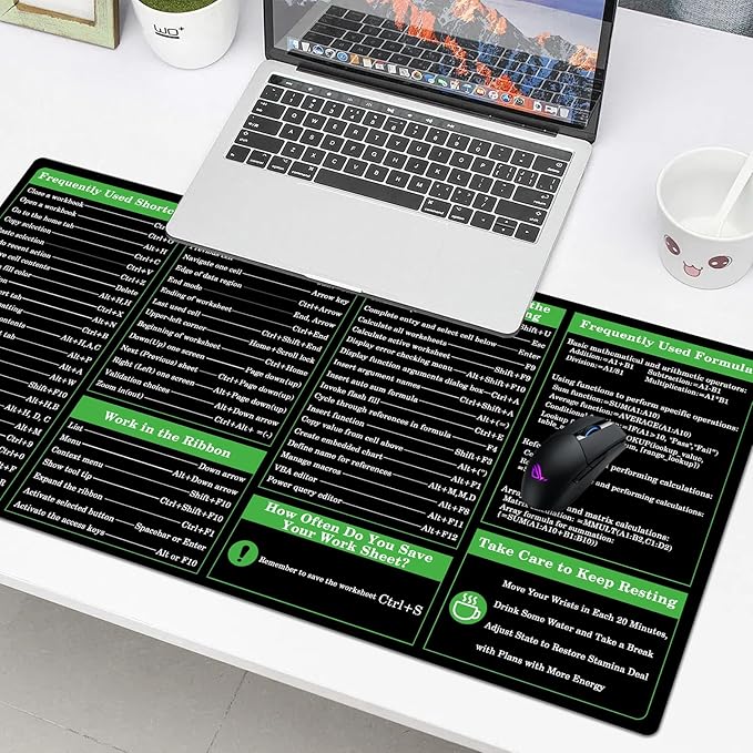 Desk Pad Protector, Mouse Pad, Office Desk Mat, Non-Slip PU Leather Desk Blotter, Laptop Desk Pad, Waterproof Desk Writing Pad for Office and Home (Excel)