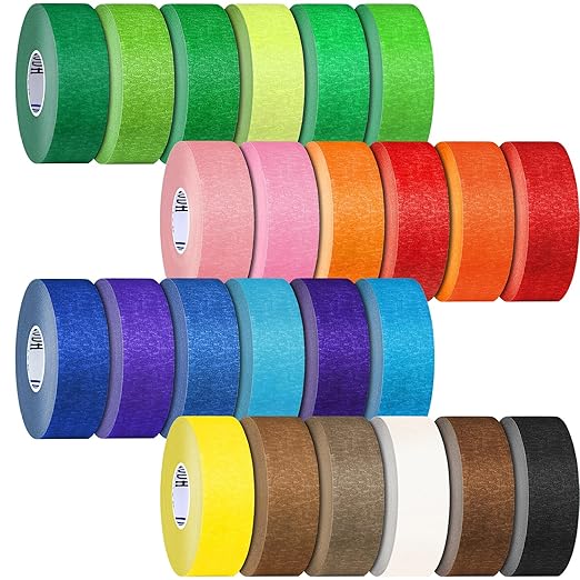 24 Rolls Bulk Colored Masking Tape for Art, 1 inch x 720 Yards for Crafts, Labeling, DIY Decorative, Colored Painters Tape, Rainbow Colors Tape for General Use Projects, Easy Tear No Residue