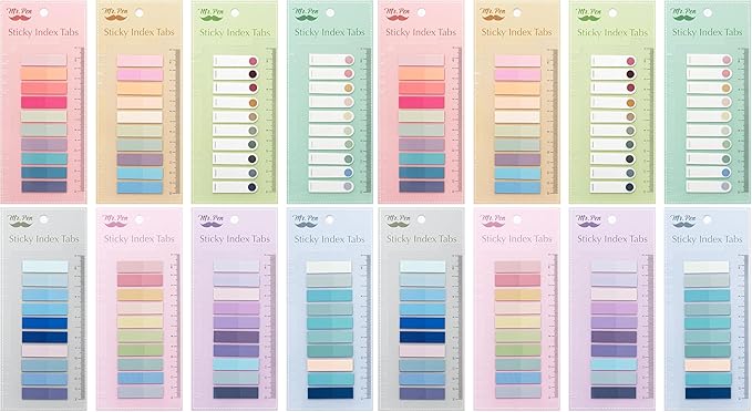 Mr. Pen- Colorful Sticky Tabs, 1600 Pcs, Transparent Page Markers, Annotating Book Tabs (Pack of 2)
