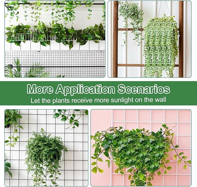 10Pcs Grid Panel Hanging Wire Basket Metal Grid Wall Basket No Drilling Wall Storage Baskets for Kitchen, Home Decor Supplies, Potted Plants, White