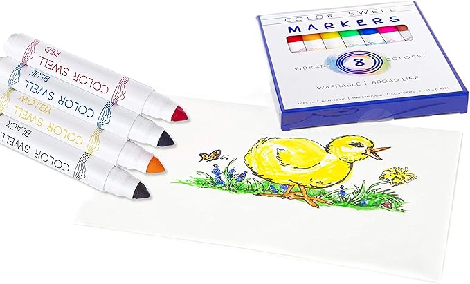 Color Swell Washable Markers 2 Pack of 8 Vibrant Colors Each for Teachers, Kids, Classrooms, Families