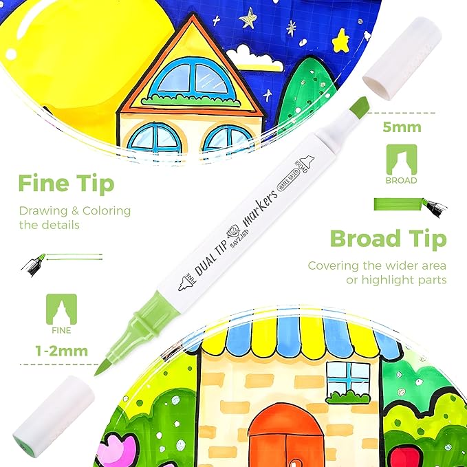 240 Colors Markers Set, 240 Colors Dual Tip Markers Set, Fine & Chisel Double Tipped Art Markers for Kids Adults Beginners & Artists in Coloring, Painting(Water-based Markers)