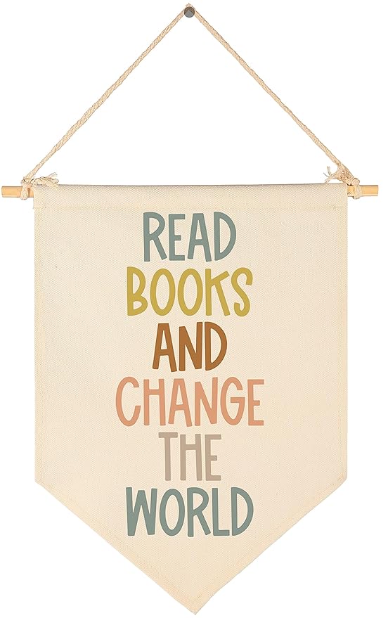 Read Books And Change The World Banner-Inclusive Classroom Decor-Homeshool Reading Room Decortions-Teacher Gift-Canvas Hanging Pennant Flag Banner Wall Sign-Back to School Requisite