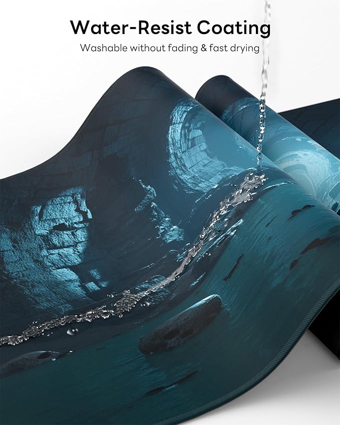 XL Gaming Mouse Pad, 31.5x17.5'' Large Desk Mat with Anti-Slip Rubber Base & Stitched Edges for Gaming, Office, Home - Dark Tunnel