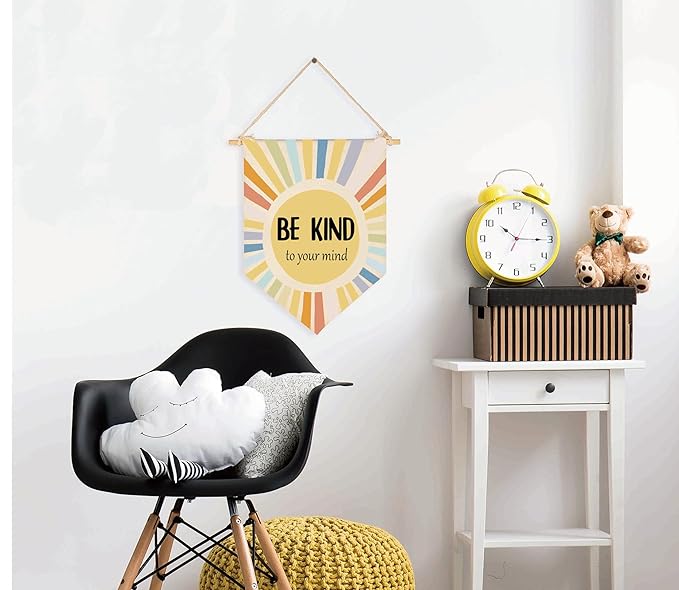 Mental Health Inspirational Banner Flag Sign Wall Decor Gift for Boy Girl Kid Teen Classroom Nursery Therapy Office Teacher Counselor Reading Room Quiet Corner-Be Kind to Your Mind-Christmas Gift