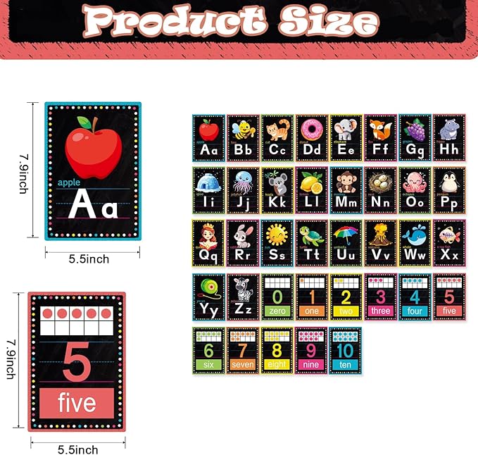 Alphabet Letters for Wall - ABC Alphabet Poster Classroom Wall Alphabet Alphabet Wall Chart Kindergarten Elementary Classroom Wall Decor Daycare Homeschool Supplies (Black)