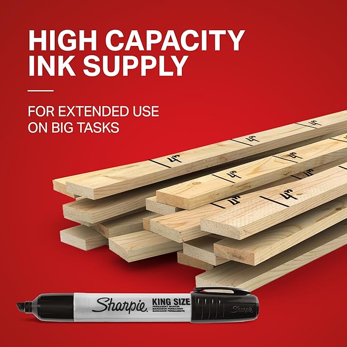 Sharpie King Size Permanent Marker Large Chisel Tip Great for Poster Boards Black 4 Count