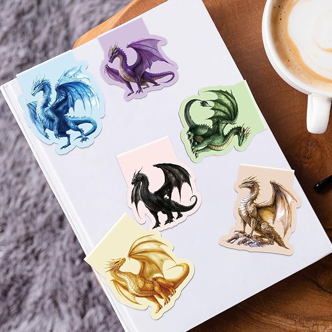 Cool Dragon Magnetic Bookmarks, 8 Pcs Fantasy Power Dragon with Wings Magnet Page Markers Unique Book Clips for Reading, Gifts for Men Boys Book Lovers Students Teachers Office School