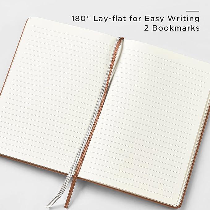 &And Per Se Lined Journal and Pen Set, A5 Leather Hardcover Notebook with Pen & Stationary Set, 160 Pages 100GSM Thick Ruled Paper Journal for Business Work Writing (Light Brown, Gift Set)