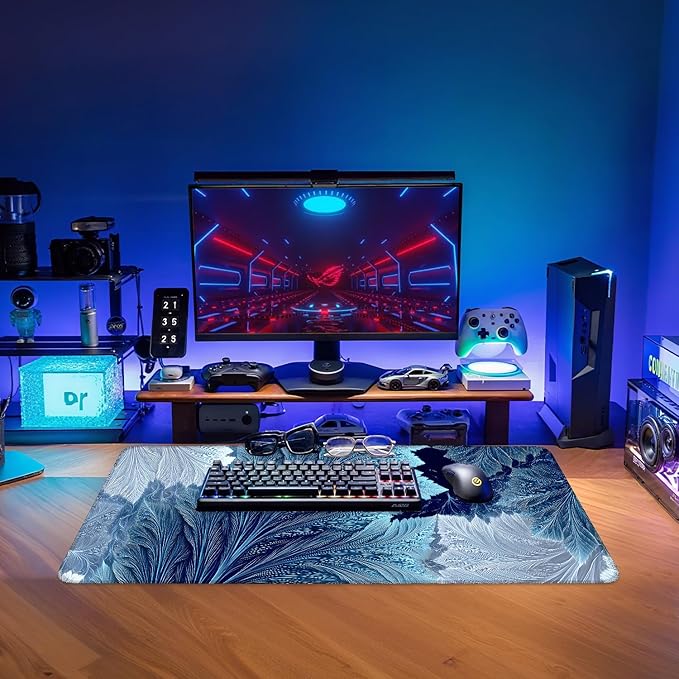 Leaves Extended Gaming Mouse Pad 31.5x11.8inches Large Desk Mat Anti-Slip Rubber Base & Durable Stitched Edges for Gamers Smooth Mouse Writing Surface for Desk Office/Home