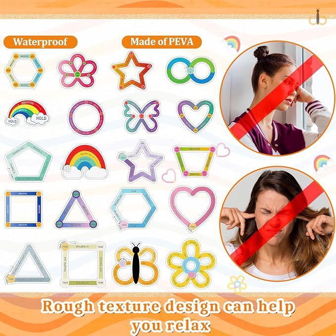Crtiin 80 Pcs Anxiety Sensory Stickers with Inspirational Quotes Calm Textured Relief Mental Health Stickers Office Adhesive Sensory Tape Anti Stress for Adults(Vibrant)