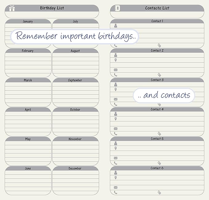 Travelers Notebook Inserts - 2 Pack, 26 Weeks Per Book, Free Diary Weekly Planner Refills With 6 Monthly Summary, To Do List Calendar For Standard Regular TN Journal Size 8.5" x 4.75" (21 x 11 cm)