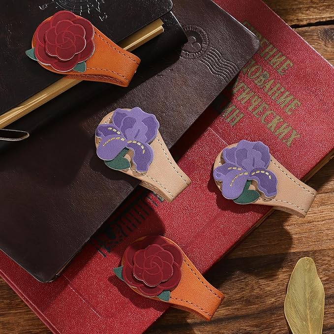 2PCS Leather Magnetic Bookmarks for Women, Personalized Leather Bookmark, PU Magnet Bookmark Clips Book Holder