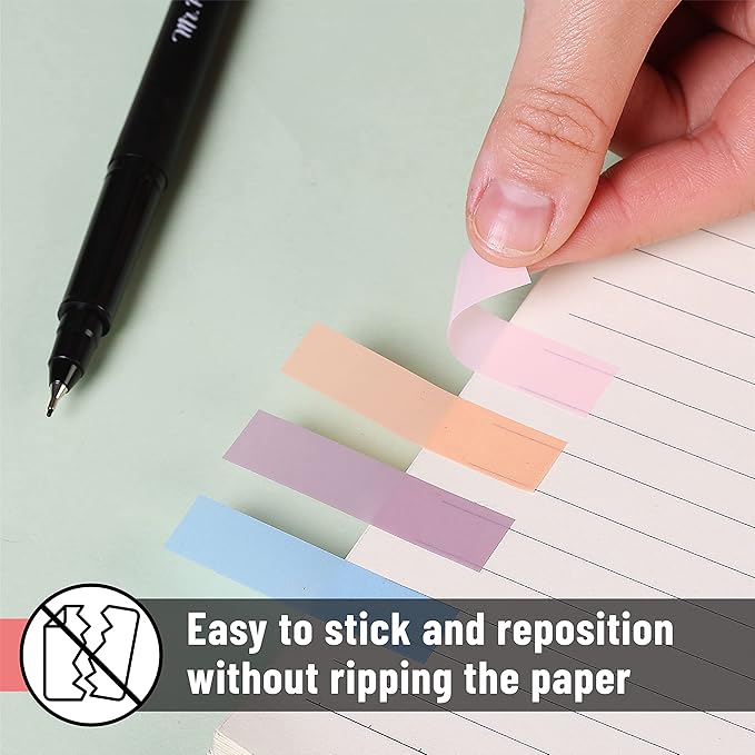 Mr. Pen- Colorful Sticky Tabs, 1600 Pcs, Transparent Page Markers, Annotating Book Tabs (Pack of 2)
