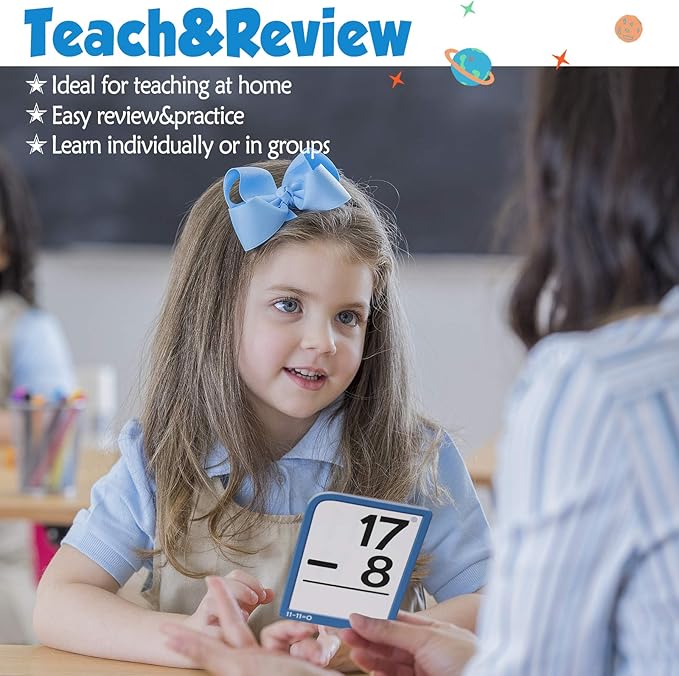 Torlam Multi Math Flash Cards for Kids Ages 4-8 - Addition, Subtraction, Multiplication, & Division - All Facts 0-12 with 4 Rings, Math Games for Kids 6-8 3rd 4th 5th 6th Grade - 332 Cards Total