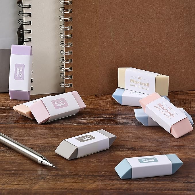 Mr. Pen- Erasers, 10 Pack, Pencil Eraser, Morandi Colors, Erasers for Pencils