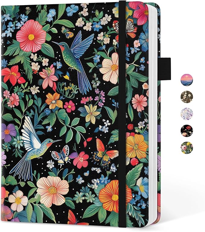 Taja Pretty Lined Journal for Women, Aesthetic Cute Hardcover Leather Journal for Writing, A5 College Ruled Notebook for Work & Note Taking, Perfect for Office School Home, 160 Pages, Hummingbird