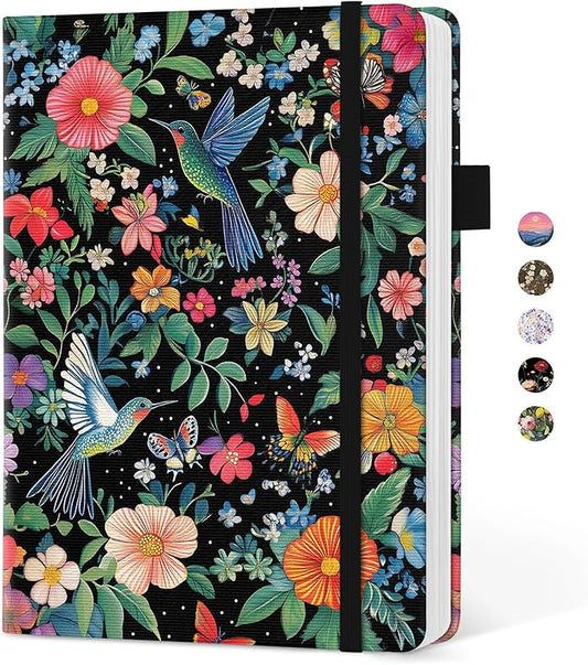 Taja Pretty Lined Journal for Women, Aesthetic Cute Hardcover Leather Journal for Writing, A5 College Ruled Notebook for Work & Note Taking, Perfect for Office School Home, 160 Pages, Hummingbird