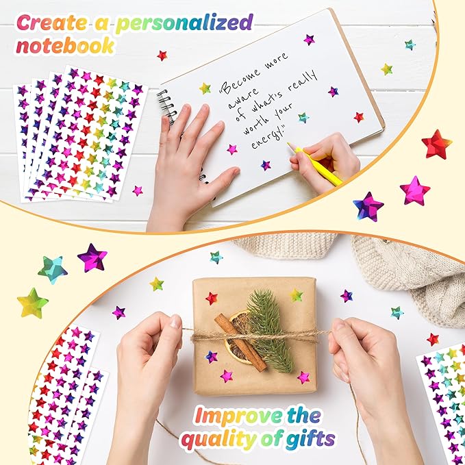 1,728 Holographic Star Stickers - Mini Stickers for Kids Classroom, Shiny Small Stars (0.6") for School Teacher Supplies & Behavior Reward Charts ST-32-S