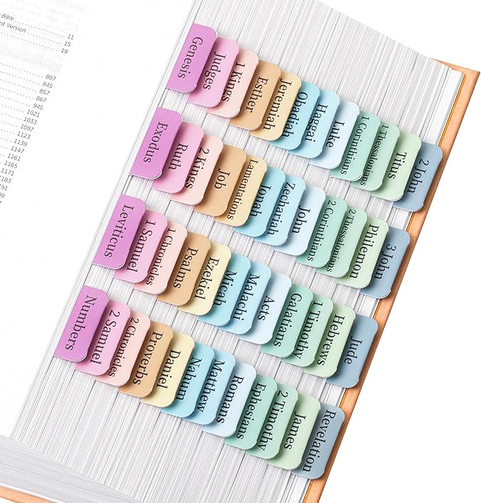 Mr. Pen- Bible Tabs, 75 Tabs, Pastel Colors, Laminated Bible Tabs for Women and Men, Bible Tabs for Study Bible, Bible Index Tabs, Bible Book Tabs, Bible Labels Tabs, Mr Pen Bible Tabs