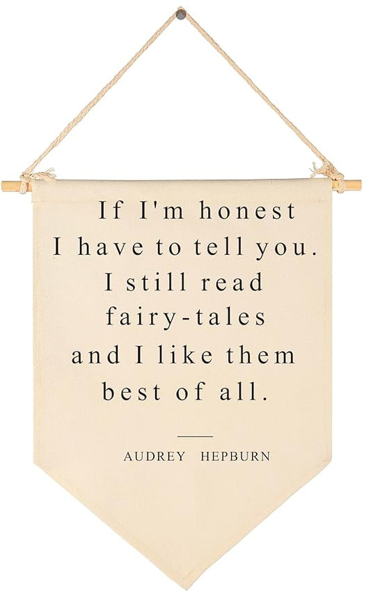 Inspirational Audrey Hepburn Quotes Wall Art-Canvas Banner Flag Sign Pennant Poster Wall Decor Gift for Home Office Nursery Classroom Bedroom Reading Room Door-If I'm Honest-Birthday Christmas Gift