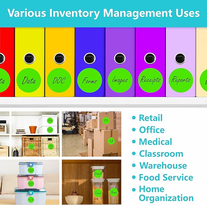 500 PCS Round Green Color Coding Circle Dots Inventory Stickers Labels with Perforation Line in Roll (3" in Diameter)