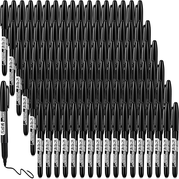 Thenshop 300 Pack Permanent Markers Bulk Back to School First Day of School Gifts Fine Point Waterproof Marker Works on Plastic, Wood, Stone, Metal, Glass for Office Classroom(Black)
