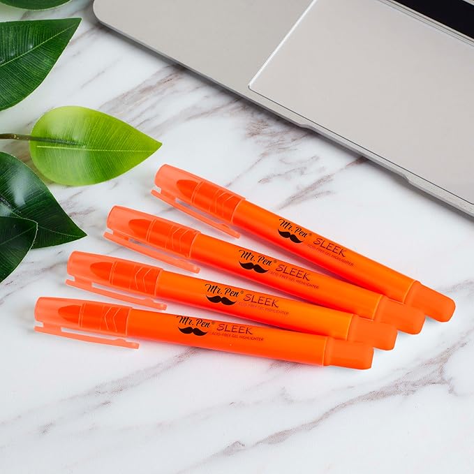 Mr. Pen No Bleed Gel Highlighter, Bible Highlighters, Golden Orange, Pack of 4