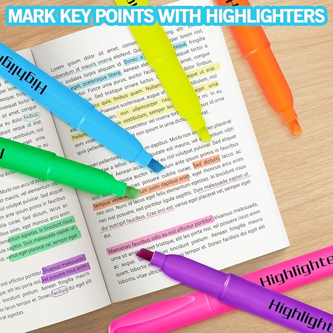 Duchong Highlighters Bulk, 150 Highlighters in 6 Assorted Colors, Chisel Tip Dry-Quickly Highlighter Markers, Office Classroom Must Have, Back to School Supplies for Adult Kids Teachers