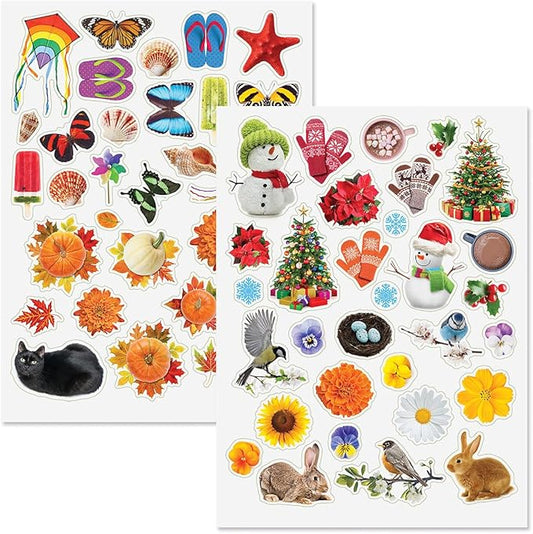 CURRENT Four Seasons Stickers - Assorted Stickers for Kids, Teachers, School, Scrapbooking, Journals, Monthly Planners, Calendars, Holiday Crafts, Greeting Cards, & Special Occasions