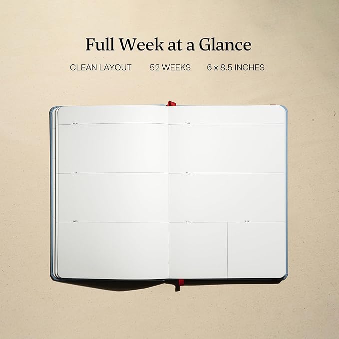 Kunitsa Co. Undated Planner - Hardcover, with Habit Tracker & Goal Setting - Weekly, Full Year (Blue)