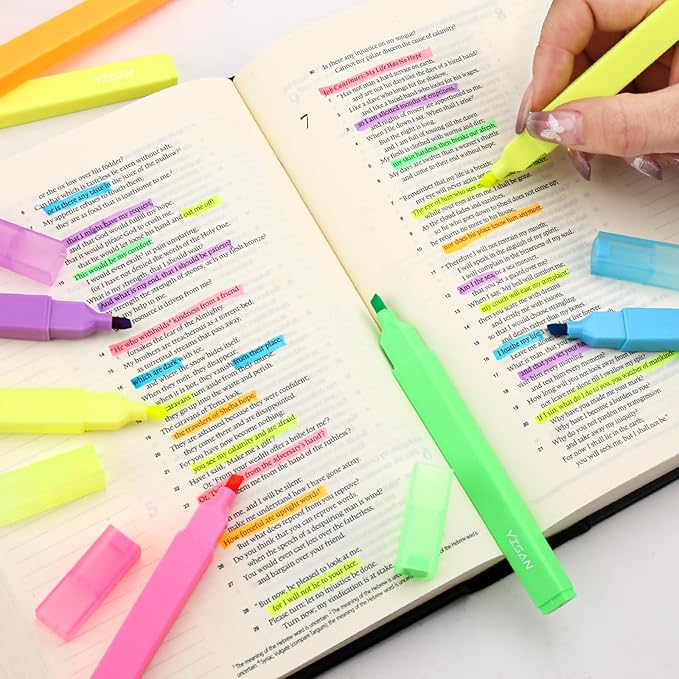 YISAN Highlighters Assorted Colores,Soft Tip Highlighters No Bleed,Journal Pens 70955
