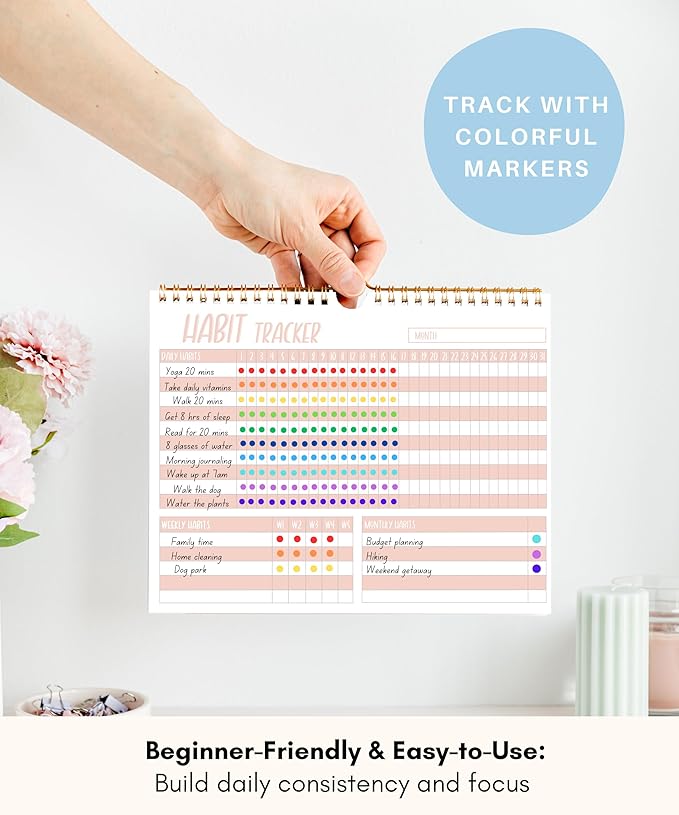 Lamare 2026 Habit Tracker Calendar – Premium Daily Habit Tracker Journal and Goal Board, Workout Motivation & Productivity Tool