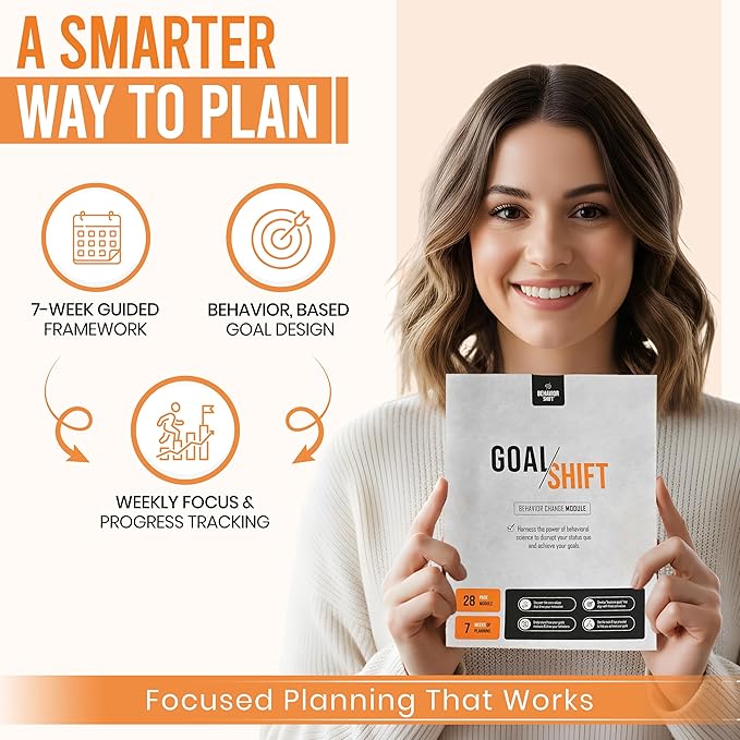 The Behavior Shift Goal Shift Planner - Undated Goal Setting tool & Life Planner - Productivity journal & Workbook with Checklist - 7 Week Self Improvement & Weekly Progress Tracker