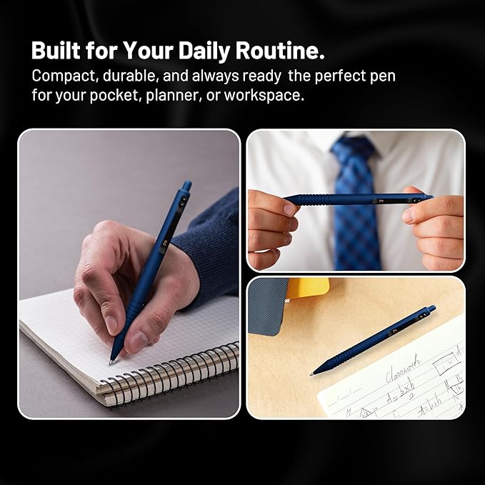 Everyman Midnight Super Matte Grafton Pen & Refill Set | Refillable Metal 0.7mm Gel Pen with 3 Smooth Black Ink Refills | Premium EDC Writing Tool for Office, Work, Travel & Gifting