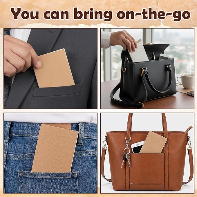 Eaasty 20 Pack to Do Lists Notepads Bulk Mini Memo Pads 5.5 x 2.7 with Lined Writing Small Pocket Notepad Kraft Cover for Office Supplies Grocery Shopping List Reminders Organization Planning