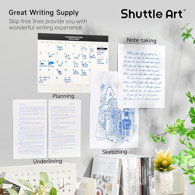 Shuttle Art Blue Gel Pens, 40 Pack Retractable 0.7mm Medium Point Rollerball Blue Ink Pens Smooth Writing with Comfortable Grip for Writing Journaling Taking Notes Office School Home