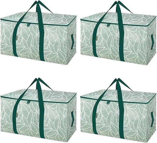 BALEINE 4-Pack Oversized Moving Bags with Reinforced Handles, Heavy-Duty Storage Tote for Clothes, Moving Supplies (Antique Folidage, 4-Pack)
