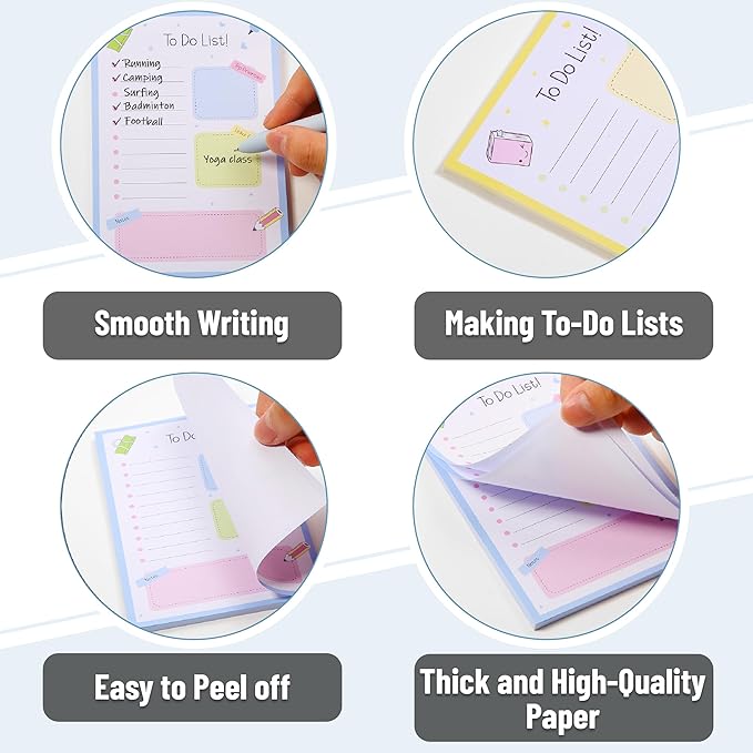 Mr. Pen- to Do List Sticky Notes, 4"x6", 4 Pads, 200 Sheets, School Style, to Do List Notepad, Lined Sticky Notes, Todo List Notepad